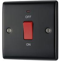 British General 45A Double Pole Graphite Black Switched Cooker Switch With Neon