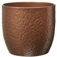 Boston Round Ceramic Copper Effect Plant Pot (H)13cm (Dia)14cm