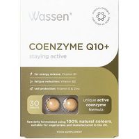 Wassen We Support Staying Active. COENZYME Q10 + VITAMIN E. 30 Tablets