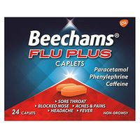 Beechams Flu Plus Caplets - 24 Pack Paracetamol, Caffeine, Phenylephrine Hydrochloride