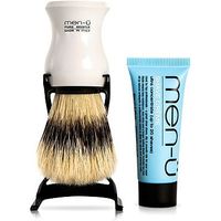 Men-u Barbiere Pure Bristle Shaving Brush With White Stand And Free 15ml Buddy Tube Of Men-u Shave Crème.