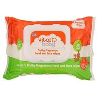 Vital Baby Super Soft Fruity Hand & Face Wipes - 1 X 30 Pack Wipes