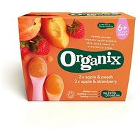 Organix Apple & Peach Apple & Strawberry 4+ Months Stage 1 4 X 100g