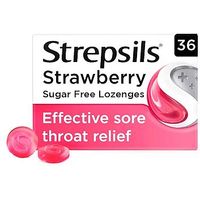 Strepsils Strawberry Sugar Free Lozenges - 36 Pack