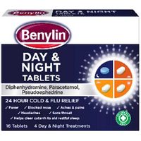Benylin 24 Hour Cold And Flu Relief Day And Night Tablets - 16 Tablets