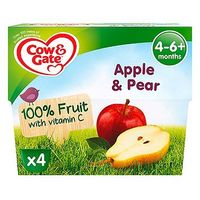 Cow & Gate Apple & Pear 100% Fruit With Vitamin C From 4-36 Months 4 X 100g