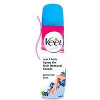 Veet Spray On Hair Removal Cream With Aloe Vera & Vitamin E For Sensitive Skin 150ml