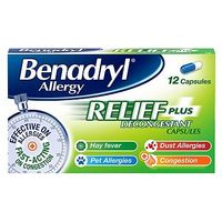 Benadryl Allergy Plus - 12 Capsules