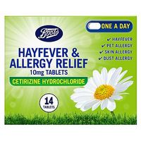 Boots Hayfever & Allergy Relief 10mg Tablets Cetirizine Hydrochloride (14 Tablets)