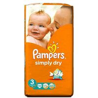 Pampers Simply Dry Nappies Size 3 Large Pack - 56 Nappies