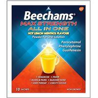 Beechams Ultra All In One Hot Lemon Menthol Powder For Oral Solution Paracetamol, Guaifenesin, Phenylephrine Hydrochloride