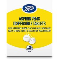 Boots Aspirin 75mg Dispersible Tablets - 100 Tablets