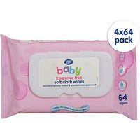 Boots Baby Soft Cloth Wipes Fragrance Free - 4 X 64 Pack