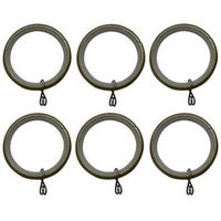 Antique Brass Effect Metal Round Curtain Ring (Dia)28mm Pack Of 6
