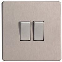 Varilight 10A 2-Way Double Brushed Steel Light Switch
