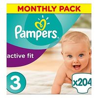 Pampers Active Fit Nappies Size 3 Monthly Pack - 204 Nappies