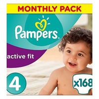 Pampers Active Fit Nappies Size 4 Monthly Pack - 168 Nappies