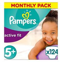 Pampers Active Fit Nappies Size 5+ Monthly Pack - 124 Nappies