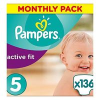 Pampers Active Fit Nappies Size 5 Monthly Pack - 136 Nappies
