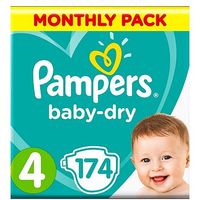 Pampers Baby-Dry Nappies Size 4 Monthly Pack - 174 Nappies