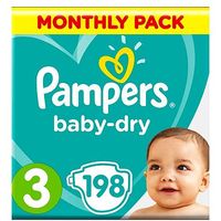 Pampers Baby-Dry Nappies Size 3 Monthly Pack - 198 Nappies