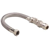 Push Fit Flexible Pipe Connector With Valve (Dia)15mm (Dia)1/2" (L)300mm