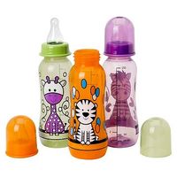 Boots Baby Standard Necked Decorated Feeding Bottle 260ml- X3