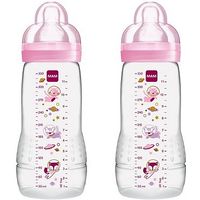 MAM 330ml Baby Feeding Bottles X 2- Pink