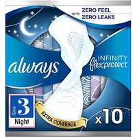 Always Infinity Night Sanitary Towels With Wings 10x