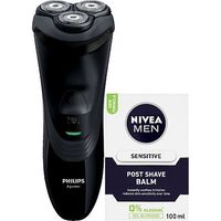 Philips AquaTouch AT899 Wet & Dry Electric Shaver And NIVEA MEN Sensitive Post Shave Balm 100ml