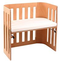 Babybay Trend Bedside Cot With Siderail & Foam/Bamboo Mattress - Varnished Beech