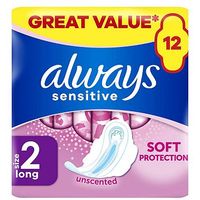 Always Sensitive Long Ultra (Size 2) Sanitary Towels Wings 12 Pads