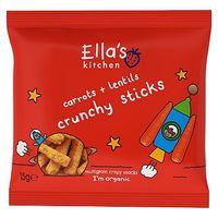 Ella's Kitchen Carrots + Lentils Crunchy Sticks Multigrain Crispy Snacks 15g
