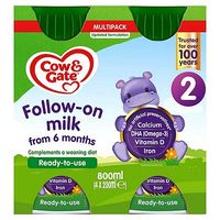 Cow & Gate 2 Follow On Milk Ready To Feed Multipack 4x200ml