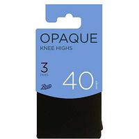 Boots Opaque Knee Highs One Size Black (3 Pairs)