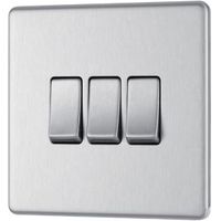 Colours 10A 2-Way Triple Brushed Steel Light Switch