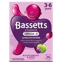 Bassetts Blackcurrant & Apple Flavour Multivitamins With Omega 3 - 3-6 Years. 30 Pack