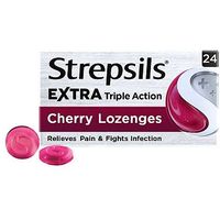 Strepsils Extra Triple Action Cherry Lozenges - 24 Lozenges