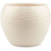 Lorance Round Clay Cream Glazed Plant Pot (H)15cm (Dia)18cm