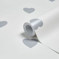 Baby Colours Silver Little Hearts Mica Effect Wallpaper