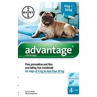 Advantage Flea Prevention And Flea And Biting Lice Treatment For Dogs Of 4 Kg To Less Than 10 Kg - 4 X 1.0ml Spot-on Solution