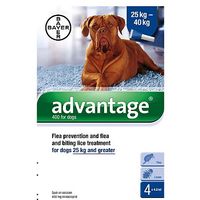 Advantage Flea Prevention And Flea And Biting Lice Treatment For Dogs 25 Kg And Greater - 4 X 4.0ml Spot-on Solution