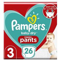 Pampers Baby-Dry Pants Size 3, 26 Nappy Pants, 6-11kg, Easy To Change