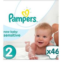 Pampers New Baby Sensitive Size 2, 46 Nappies, 3-6Kg, With Absorbing Channels