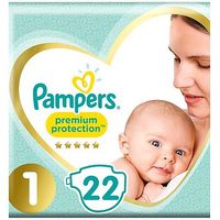 Pampers New Baby Size 1, 22 Nappies, 2-5Kg, With Absorbing Channels