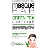Masque Bar Green Tea Sheet Mask - 3 Complete Masks