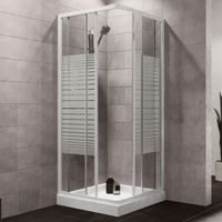 Plumbsure Square Shower Enclosure With White Frame & Double Sliding Doors (W)760mm (D)760mm