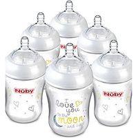 Nuby Natural Touch Decorated Baby Bottle 270ml 6 Pack With Snoozie