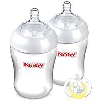 Nuby Natural Touch Baby Feeding Bottle 270ml 2 Pack With Soother