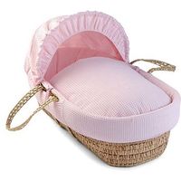 Clair De Lune Soft Cotton Waffle Moses Basket - Pink With Quilted Liner